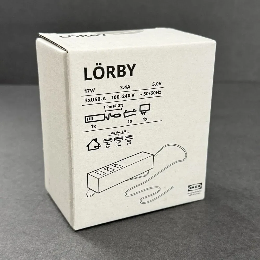 Ikea Lorby USB Charger with Clamp Black item 703.819.73 Open Box New 24V DC